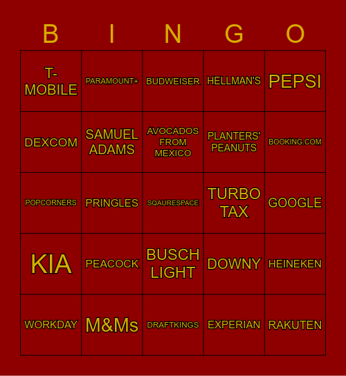 CSU SUPERBOWL BINGO Card