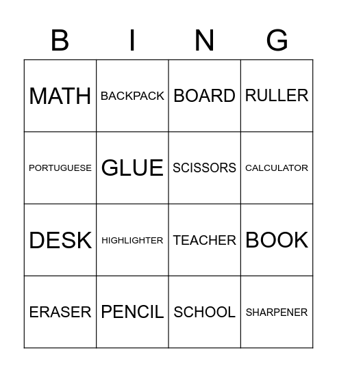 UNCOVER 1 Bingo Card