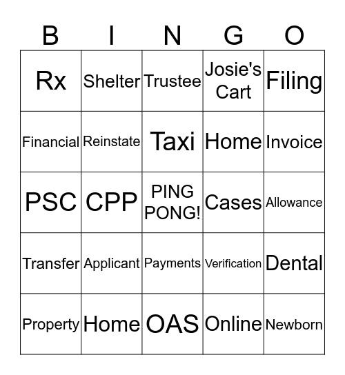 ODSP Bingo Card