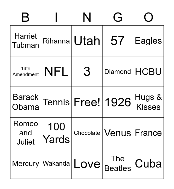 Sunrise Bingo Card