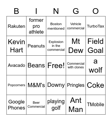Super Bowl 2023 Bingo Card