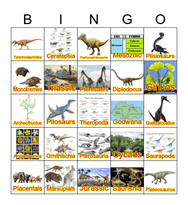 Mesozoic Life Bingo Card