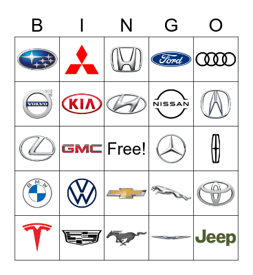 Car Bingo Card