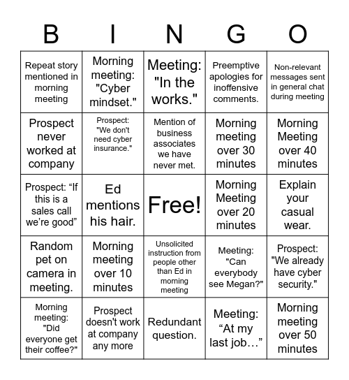 WEEKLY CYBER BINGO Card