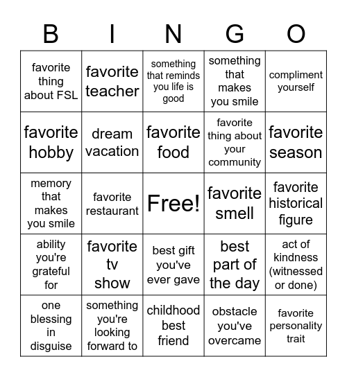 Untitled Bingo Card
