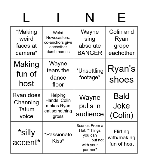 Whose Line Is It Anyway? Bingo Card