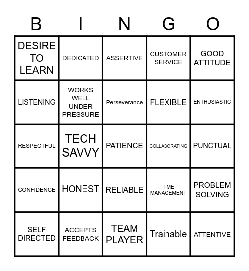 work maturity skills Bingo Card