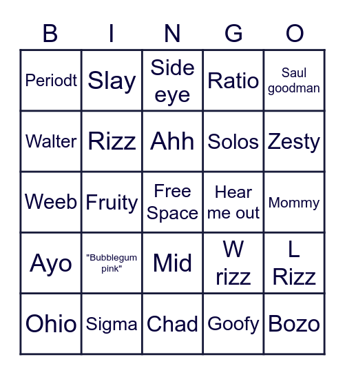 Unfunny Meme Bingo Card