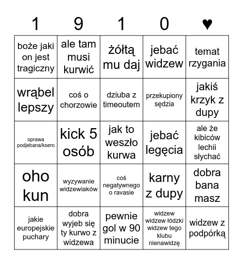 witakowskie teksty Bingo Card