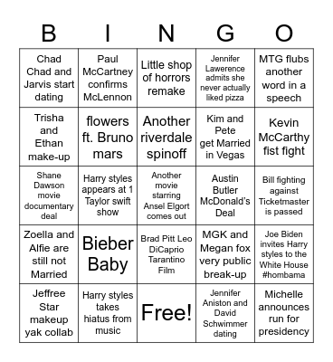 2022 Bingo Card
