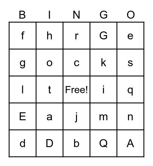 abc Bingo Card