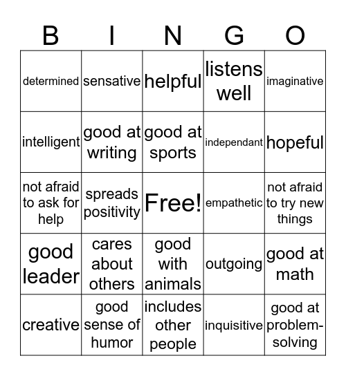 POSITIVITY BINGO Card