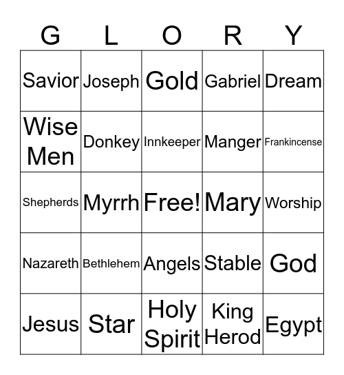 Glory to God in the highest! A Savior is born! Bingo Card