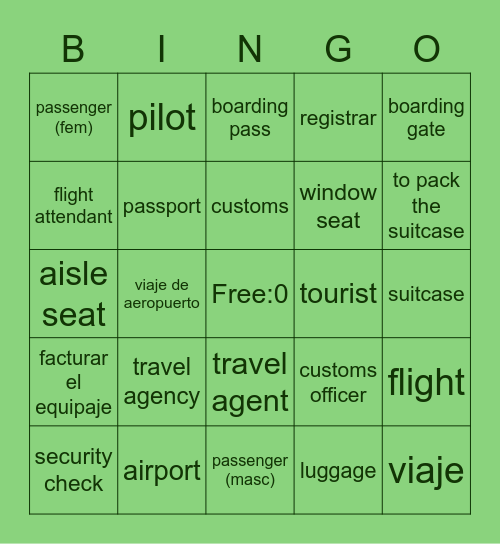 Viaje de Aeropuerto Bingo Card