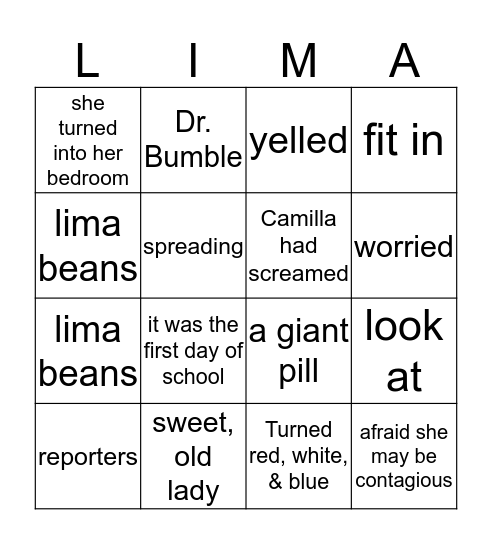 A Bad Case of Stripes Bingo Card