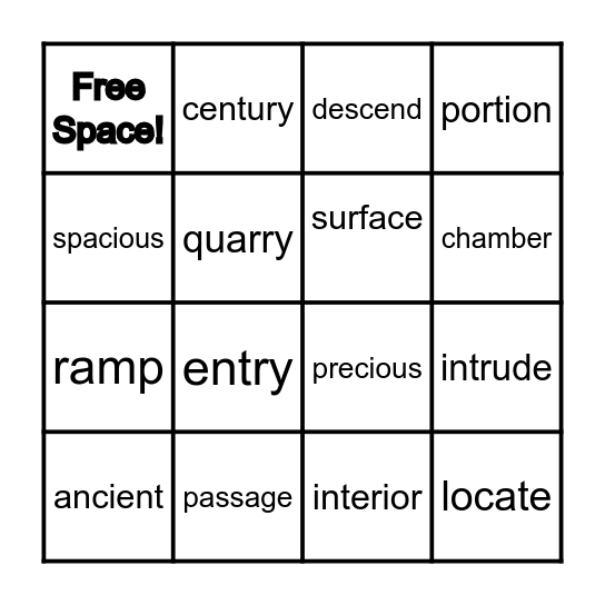 VOCABULARY BINGO   4:8 Bingo Card