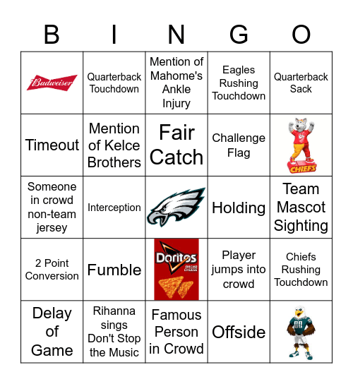 SUPERBOWL Bingo Card