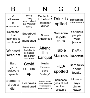 Wagstaff Banquet 2023 Bingo Card