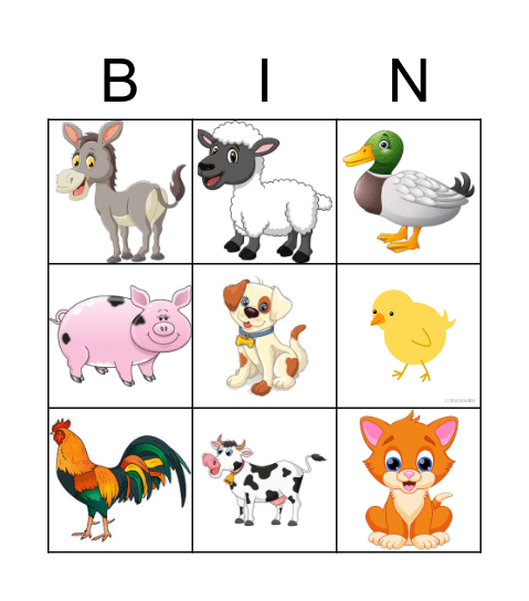 Farm Animals Bingo Card