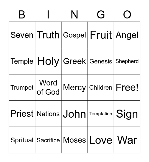 Sermon Bingo Card