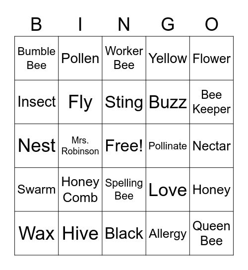 Valentine's Bee-ingo Bingo Card
