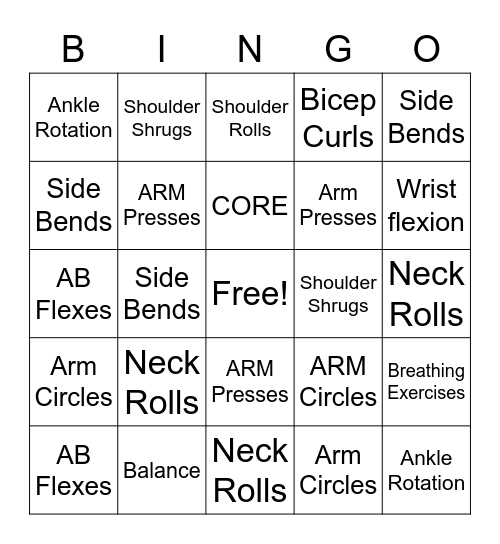 PT Bingo Card