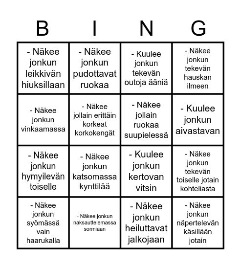 Gaala Bingo Card