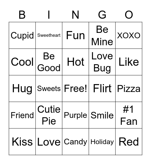 Valentine's Day Dance Bingo Card