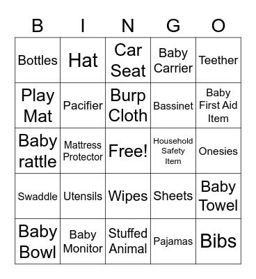 Baby Shower Bingo Card