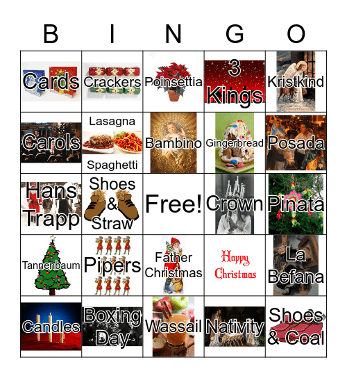 Holiday Customs Bingo Card