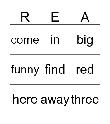 READ - BINGO  Bingo Card