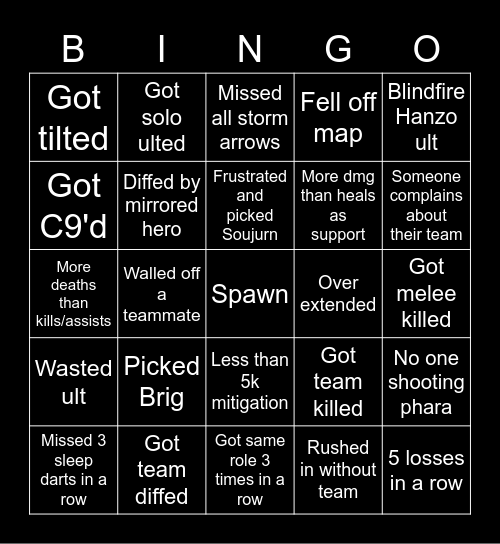 Overwatch Bingo Card