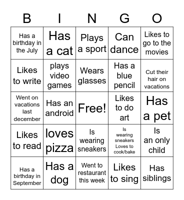 Ice-Ice Breaker! Bingo Card