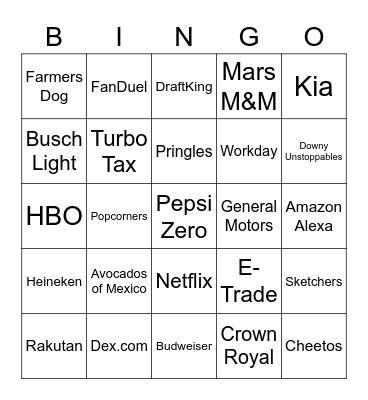 2023 SUPERBOWL bingo Card