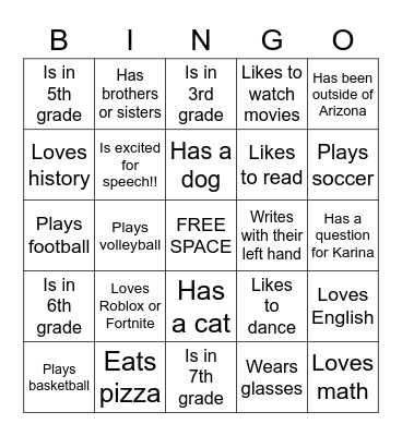 Get to Know You BINGO Card