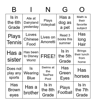 Human Bingo Card