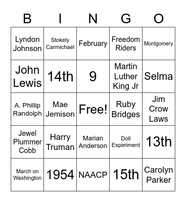 Black History Month Bingo Card