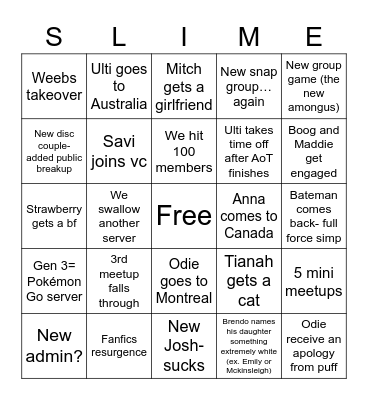 SnS Gen 3 Bingo Card