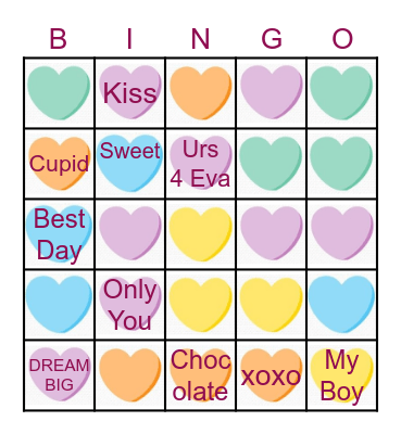 Conversation Heart BINGO Card