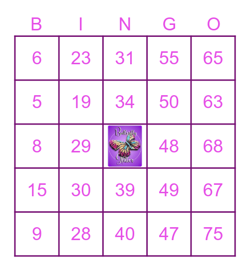 ButterFly Glitter Bingo Card