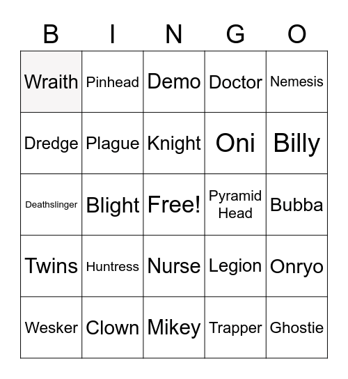 DBD Moris on B-day Girl Bingo Card