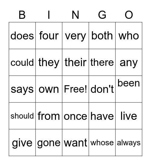 Ethan red words Bingo Card