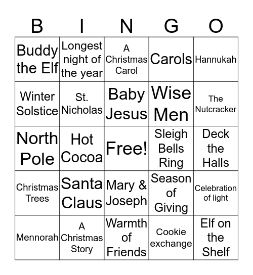 Holiday Bingo Card