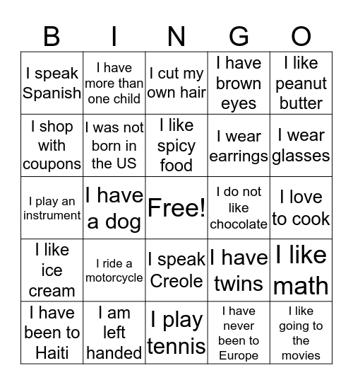 English is Fun  Bingo Card