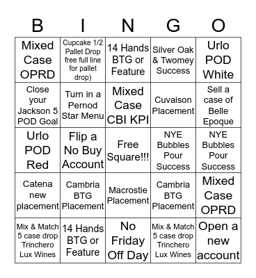 December OP Bingo Card