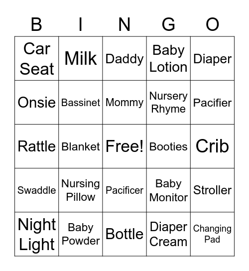 Baby Bingo! Bingo Card