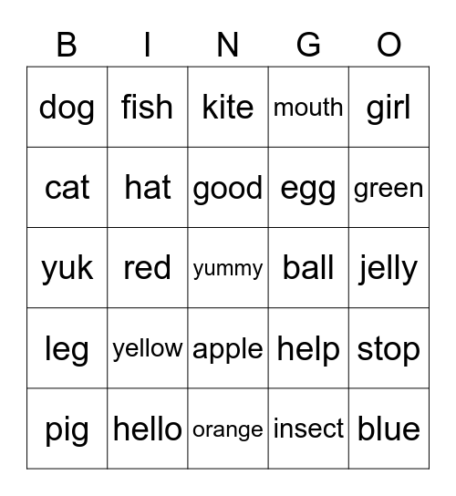 U1-U3 words Bingo Card