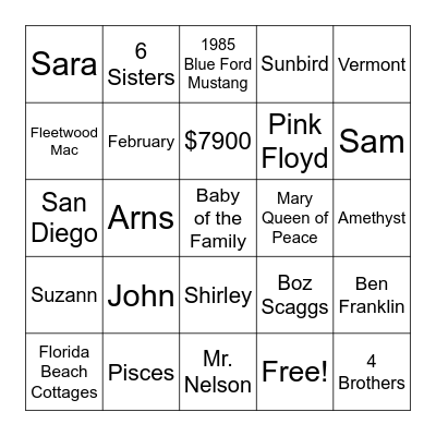 Terri’s Before Kids Bingo Card