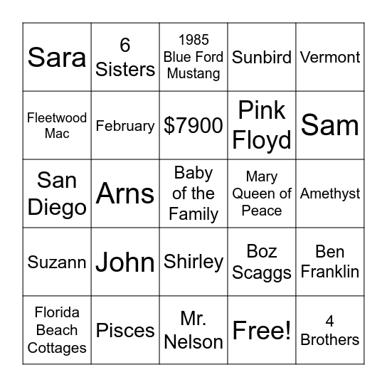 Terri’s Before Kids Bingo Card