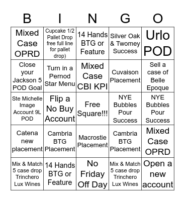 December OP Bingo Card